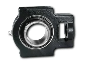 Close-up of a black camera body showing the circular lens mount and mounting notch on the right side.