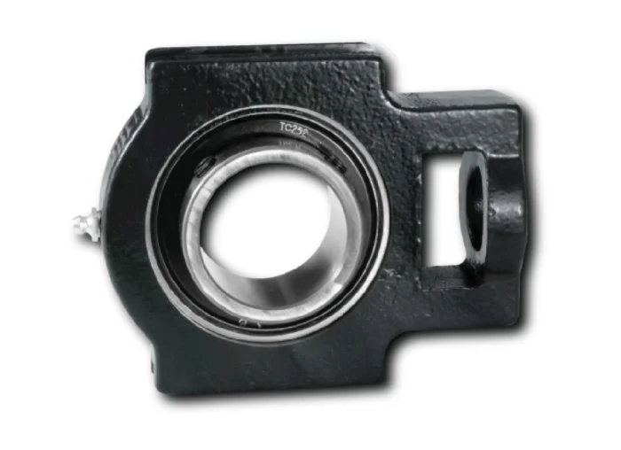 Close-up of a black camera body showing the circular lens mount and mounting notch on the right side.