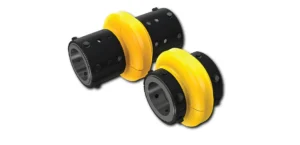 Industrial yellow and black earmuffs for hearing protection.