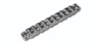 Renold Leaf Chain By Bearings Specialist - Bearings Specialist A length of gray metal roller chain with interlocking links, photographed at an angle against a white background.